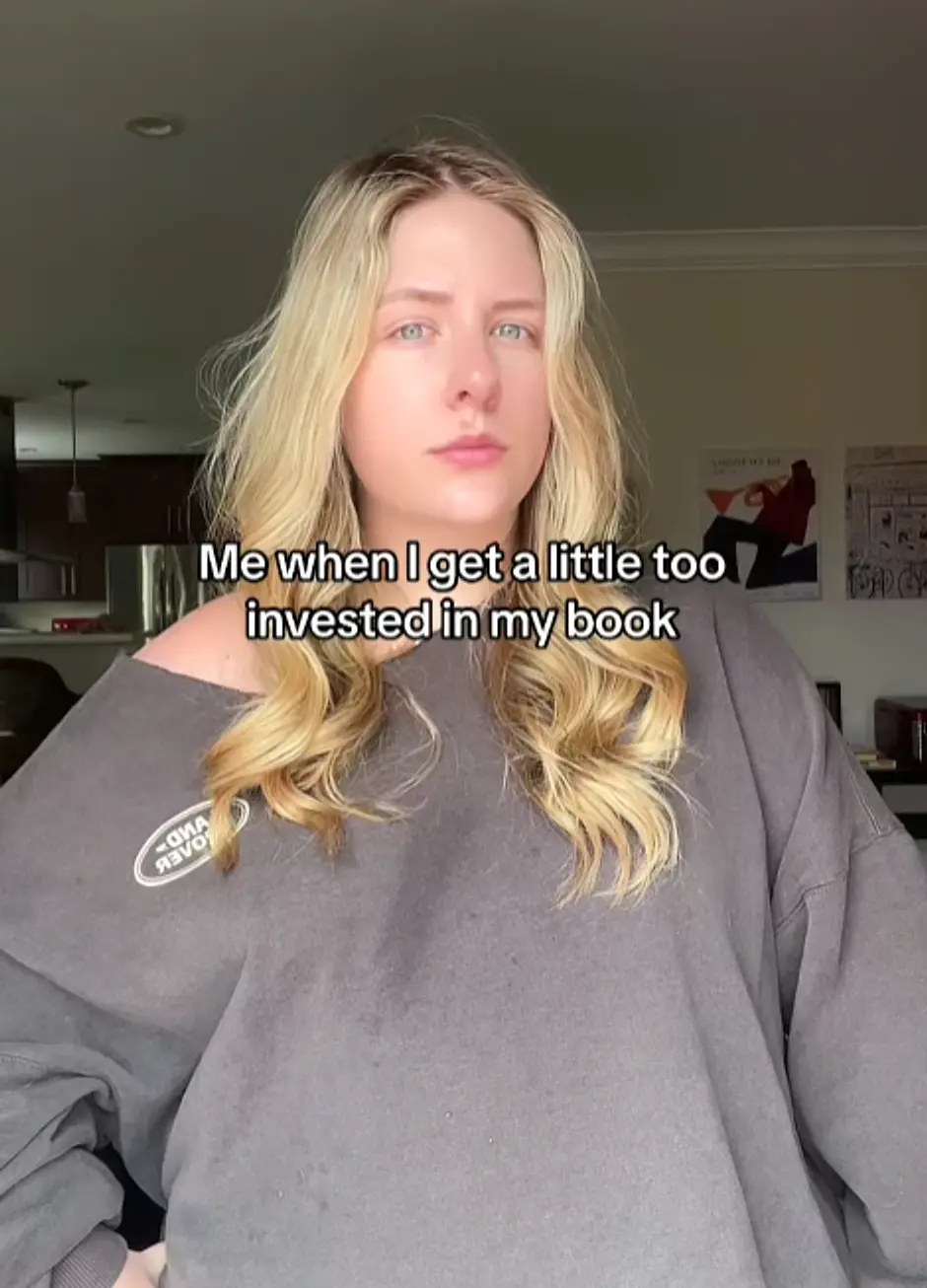Socially Hygge founder in gray sweatshirt with book content overlay, sharpened for the About page collage